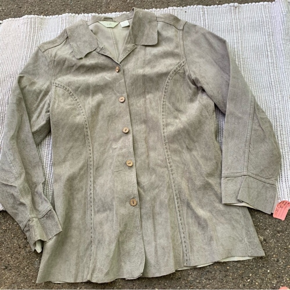J. Jill 100% leather Suede Button Blazer